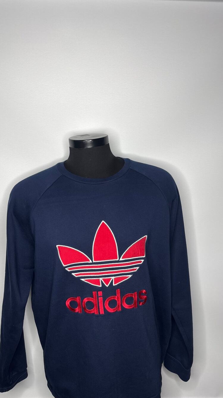 Vintage Adidas Embroidered Trefoil Logo Grey Pullover Sweatshirt Size XL